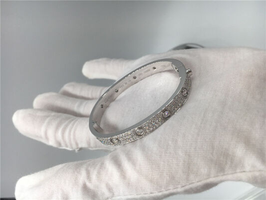 Simple Diamond Bangle Bracelet , 18k White Gold  Love  Bracelet
