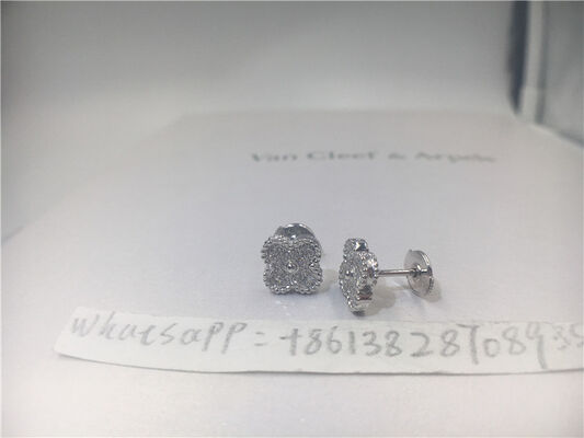 Van  Arpels Sweet Alhambra Earstuds 18K White Gold Round Diamonds