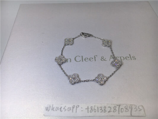 Full Diamond Luxury Diamond Jewelry Sweet Alhambra Bracelet 6 Motifs White Gold