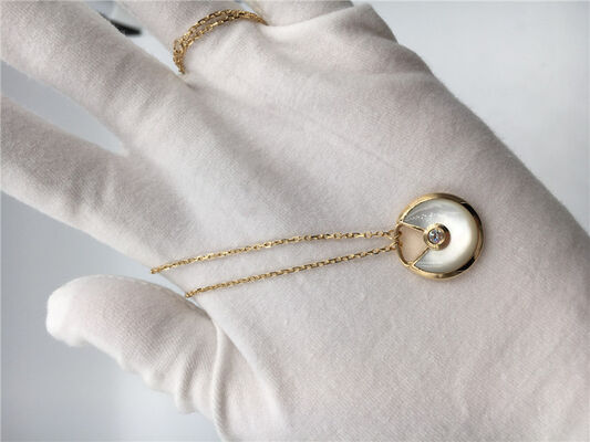 Small Model  Amulette Necklace 18K Yellow Gold With White Mother Of Pearl