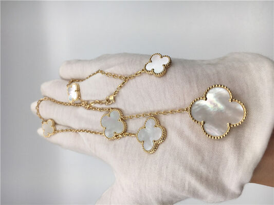 White Mother Of Pearl Van  Arpels Magic Alhambra Necklace 18k Yellow Gold