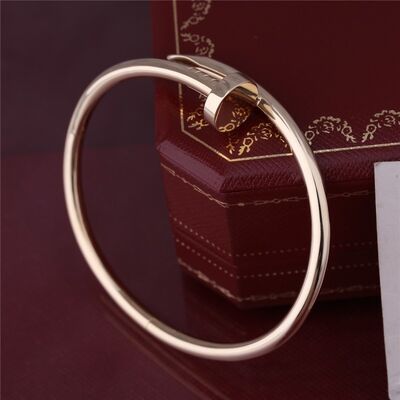Real Gold  JUSTE UN CLOU BRACELET Pink GOLD Thick Model Nail Bangle B6048217