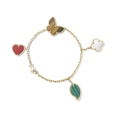 4 Motifs Lucky Alhambra Bracelet 18k Yellow Gold With Carnelian / Tiger'S Eye Stone