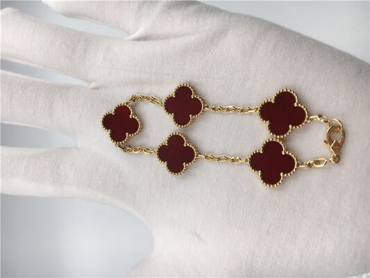 Customized Vintage 18k Rose Gold Bracelet Van  Arpels With Red Carnelian
