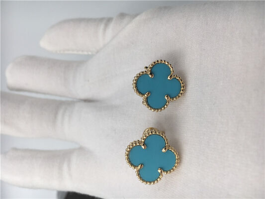 Van  Arpels Sweet Alhambra earstuds 18k yellow gold with turquoise