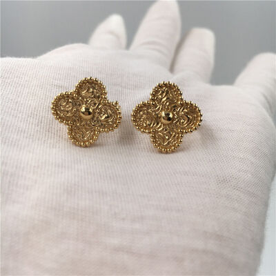 Van  Vintage Alhambra Earrings , 18K Yellow Gold Van  Mini Alhambra Earrings