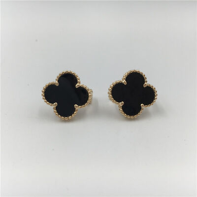 Van  Arpels Vintage Alhambra Earrings 18k Yellow Gold With Onyx Fine Jewelry