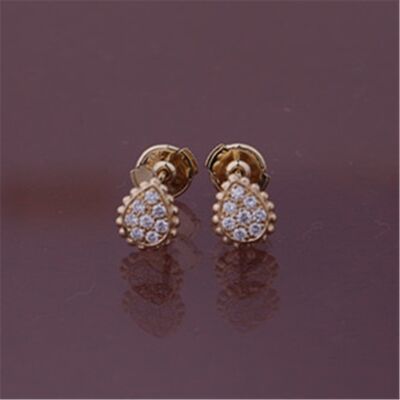 French Fine Gold Jewelry Serpent Bohème XS Motif Ear Studs in Pink Gold Earrings JCO01362