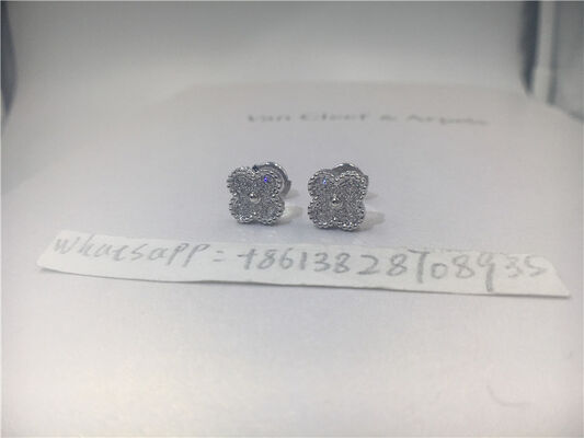 Van  Arpels Sweet Alhambra Earstuds 18K White Gold Round Diamonds
