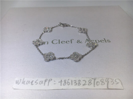 Full Diamond Luxury Diamond Jewelry Sweet Alhambra Bracelet 6 Motifs White Gold