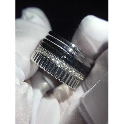 Black Ceramic Gold Jewellery Rings 18K Gold Women's With Natural SI H Diamond