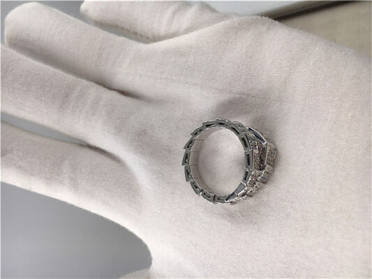 Customized Serpenti 18k White Gold Diamond Engagement Rings Classic