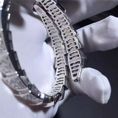 Full Pavé Diamonds Serpenti Luxury Jewelry Bracelet 18K White Gold
