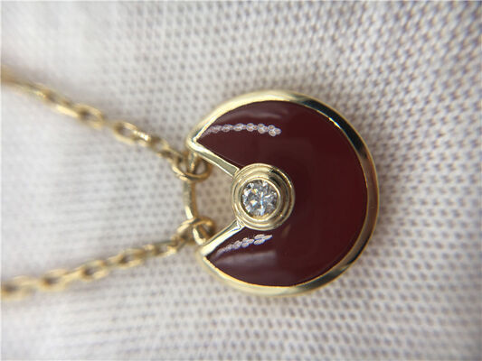 XS Model High End Custom Jewelry Amulette De  Necklace 18K Rose Gold Carnelian