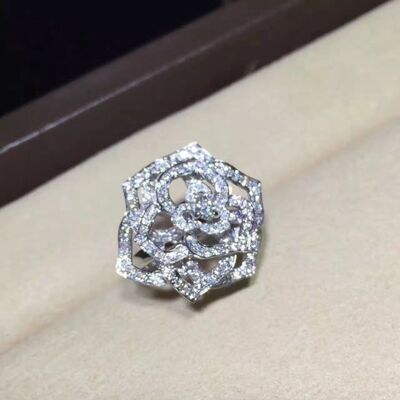 Piaget Rose Ring High End Custom Jewelry 18K White Gold Set With Diamond