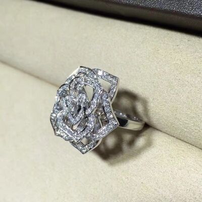 Piaget Rose Ring High End Custom Jewelry 18K White Gold Set With Diamond