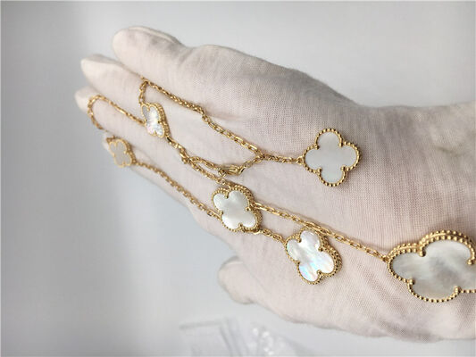 White Mother Of Pearl Van  Arpels Magic Alhambra Necklace 18k Yellow Gold