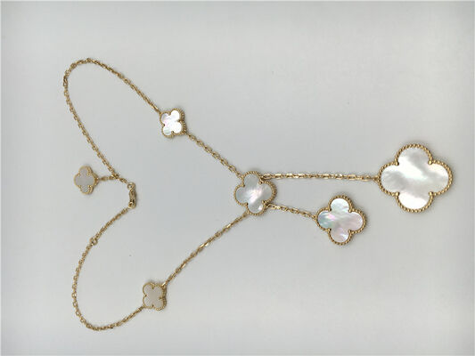 White Mother Of Pearl Van  Arpels Magic Alhambra Necklace 18k Yellow Gold
