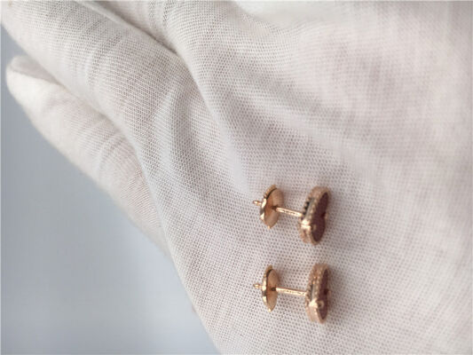 Heart Shaped Van  Alhambra Earrings Carnelian With 18k Rose Gold