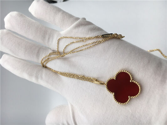 18k Gold Chain Necklace With Carnelian , Simple Gold Necklace No Diamond