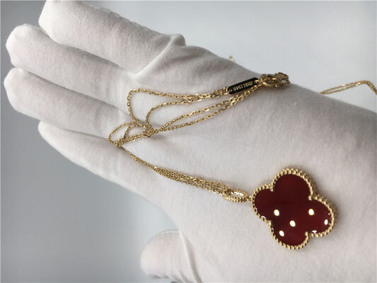 18k Gold Chain Necklace With Carnelian , Simple Gold Necklace No Diamond