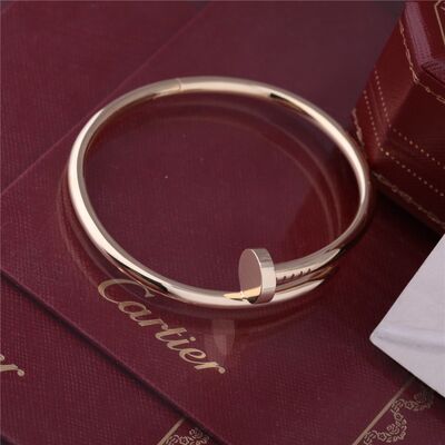 Real Gold  JUSTE UN CLOU BRACELET Pink GOLD Thick Model Nail Bangle B6048217