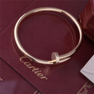 Real Gold  JUSTE UN CLOU BRACELET Pink GOLD Thick Model Nail Bangle B6048217