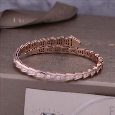 Luxury Closet Rose Gold Bracelet Serpenti Viper one-coil full diamond Snake Bangle 353792