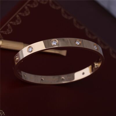 New York Classic Love Bangle 10 Diamonds Love Bracelet Thick Model in 18K Yellow Gold Luxury Jewelry