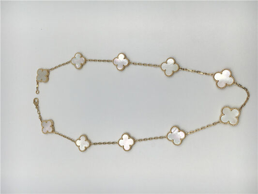 White Mother Of Pearl Van  Arpels Alhambra Necklace 18k Yellow Gold