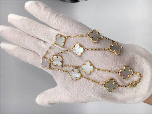 White Mother Of Pearl Van  Arpels Alhambra Necklace 18k Yellow Gold
