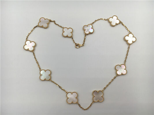 White Mother Of Pearl Van  Arpels Alhambra Necklace 18k Yellow Gold