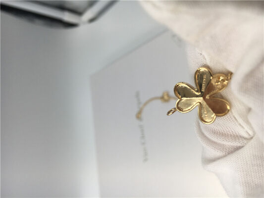 18k Yellow Gold Necklace With Round Diamonds , 9 Flowers Van  Frivole Necklace