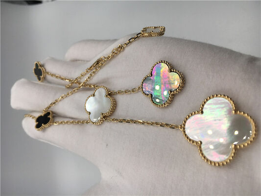 18k Yellow Gold Flower Shaped Necklace , Van  Arpels Magic Alhambra Necklace