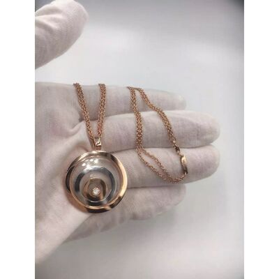 Women'S Simple 18K Gold Necklace Chopard Happy Spirit Pendant With Diamond