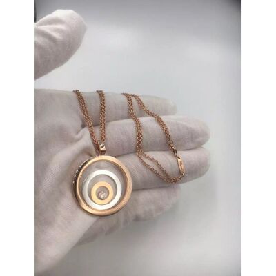 Women'S Simple 18K Gold Necklace Chopard Happy Spirit Pendant With Diamond