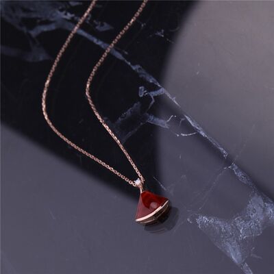 Luxury Gold Jewelry DIVAS' DREAM Carnelian Necklace in 18K Rose Gold Pendant set with one diamond