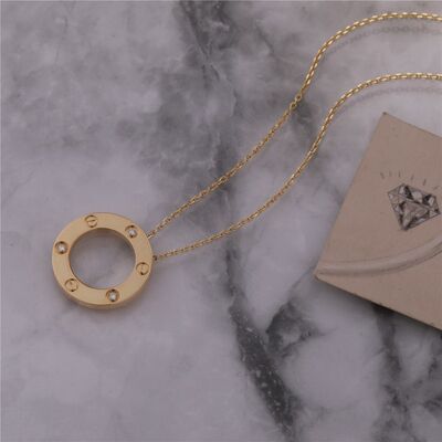 Classic Love Necklace with 3 Diamonds in 18K Yellow Gold iconic Symbol of Love Jewelry