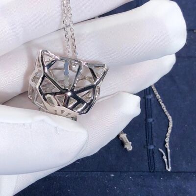 18K White Gold Car Tier Panthere Necklace Onyx VS Diamonds Customized