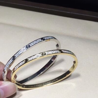 Women White Gold Diamond Bracelet , 18K Gold  Love Bracelet With Gemstone