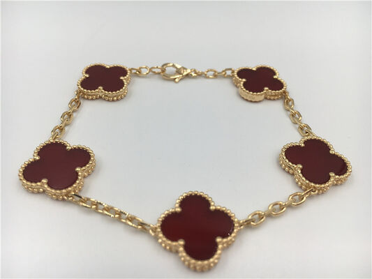 Customized Vintage 18k Rose Gold Bracelet Van  Arpels With Red Carnelian