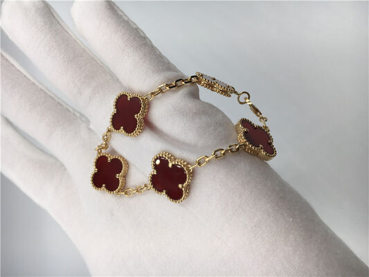 Customized Vintage 18k Rose Gold Bracelet Van  Arpels With Red Carnelian