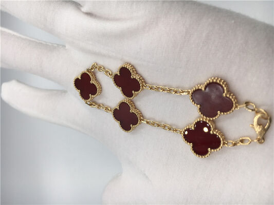 Customized Vintage 18k Rose Gold Bracelet Van  Arpels With Red Carnelian