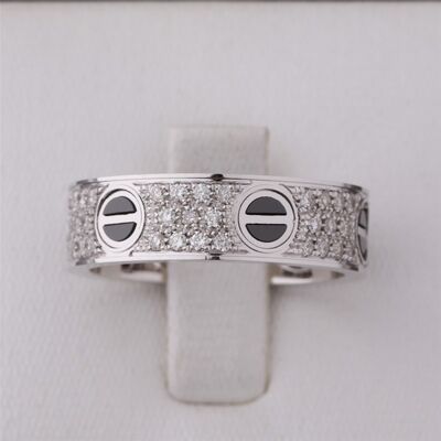 Classic LOVE RING Full DIAMOND-PAVED CERAMIC WHITE 18K GOLD DIAMONDS