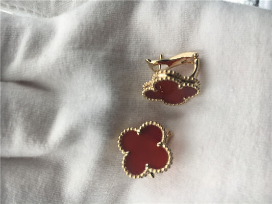 Van  Arpels Vintage Alhambra earrings 18k yellow gold with carnelian