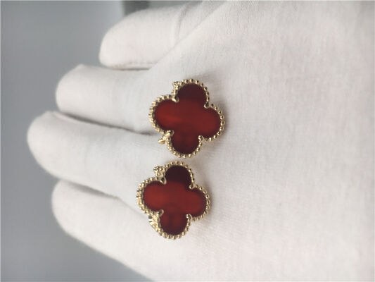 Van  Arpels Vintage Alhambra earrings 18k yellow gold with carnelian