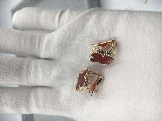 Van  Arpels Vintage Alhambra earrings 18k yellow gold with carnelian