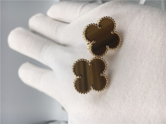 Van  Arpels Vintage Alhambra earrings 18k yellow gold with bois d’amourette