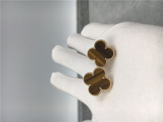 Van  Arpels Vintage Alhambra earrings 18k yellow gold with bois d’amourette