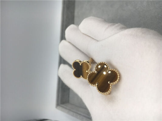 Van  Arpels Vintage Alhambra earrings 18k yellow gold with bois d’amourette
